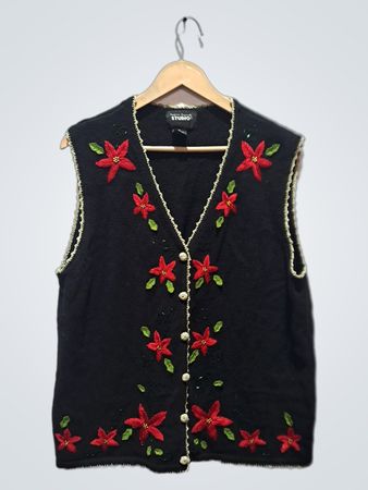 Studio Joy schwarze bestickte Blumenweste