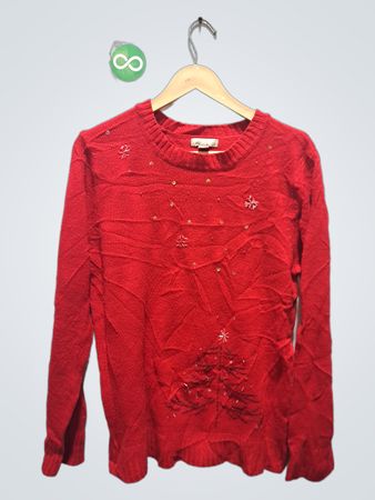 White Stag Roter Weihnachtsbaum Paillettenpullover