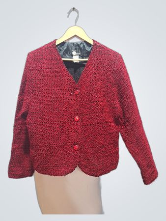 First Option Damen rote strukturierte Jacke mit Knopfleiste