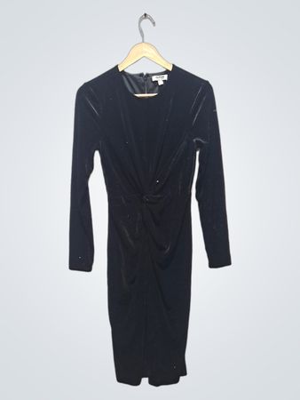 Edition Express Black Velvet Twist Front Dress