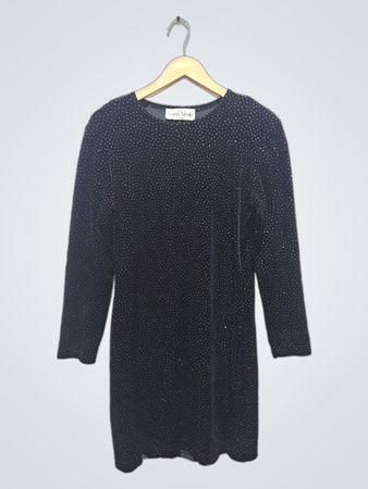 Ronni Nicole Black Sparkle Langarmkleid