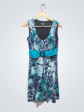Perceptions Petite ärmelloses Kleid mit türkisfarbenem Gürtel