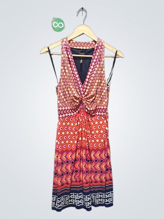 Laundry by Shelli Segal Damen Kleid mit geometrischem Muster und gedrehtem Vorderteil