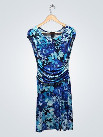 Focus Studio Blue Floral gerafftes Kleid