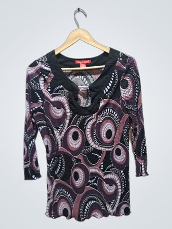 Zoey & Beth Damen M/M bedrucktes 3/4-Arm Oberteil