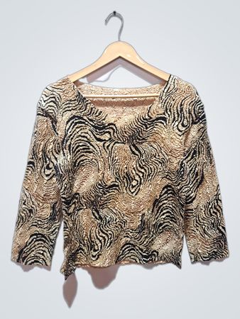Braunes und schwarzes abstraktes Print-Langarmshirt