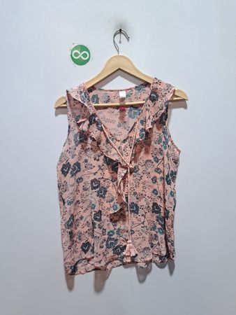 No Boundaries ärmellose Bluse mit Blumenmuster, Rüschen und Neckholderbinde