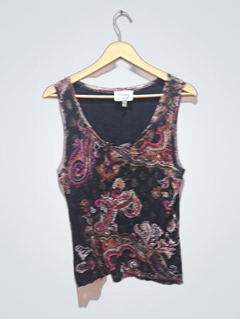 Lynn Ritchie Silver Paisley Print Tank Top