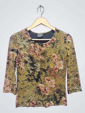 Brittany Black Petite Floral Print Top