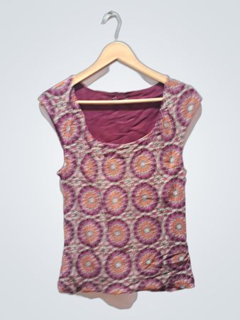 Sleeveless Top with Geometric Pattern