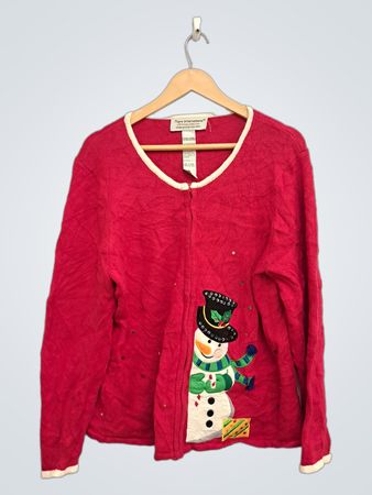 Tiara International Damen-Schneemann-Strickjacke