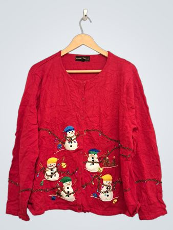 Cinnamon Club Roter Schneemann Weihnachtsstrickjacke