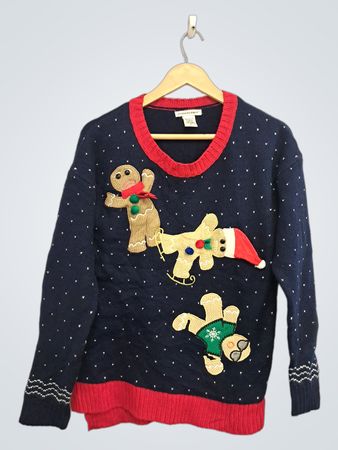 Herren-Weihnachts-Lebkuchenmann-Hässlicher-Pullover