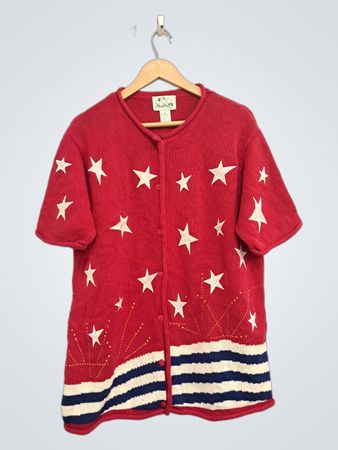 Roter Stern- und Streifen-patriotischer Cardigan