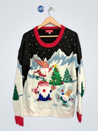 Blizzard Bay hässlicher Weihnachts-Pullover mit Wichteln und Bergen