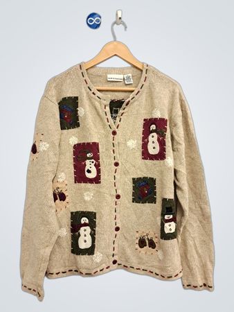 Craft & Barrow Cardigan pour femmes avec appliqué bonhomme de neige