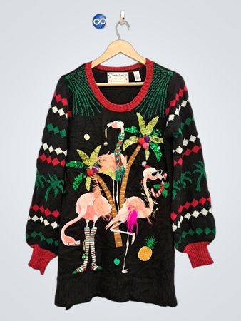 Fröhliche & Strahlende Flamingo-Weihnachtspullover