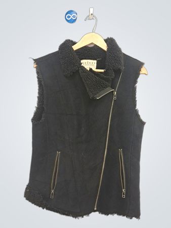 Velvet von Graham & Spencer Weste in Schwarz mit Kunstpelzbesatz