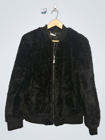 JOUJOU Black Faux Fur Bomber Jacket