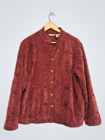 White Stag Burgunderroter Samt bestickte Jacke