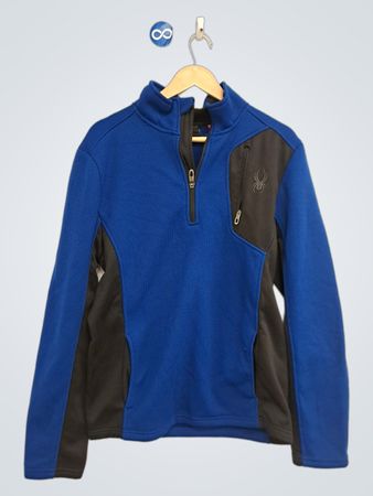 Spyder Blau und Schwarz 1/4-Zip Fleece-Pullover