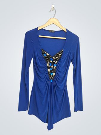 Venus Blue verzierte Langarm-Oberteil