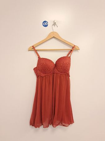 Oranger Spitzen-Babydoll-Dessous