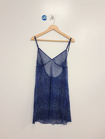 Blaues Leopardenmuster-Trägerkleid