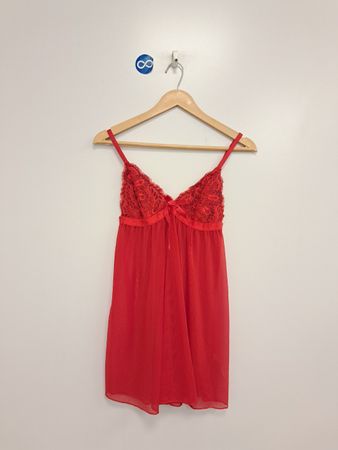 Rotes Spitzenbesatz-Babydoll-Unterwäsche