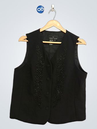 CAROLE LITTLE schwarze bestickte Weste