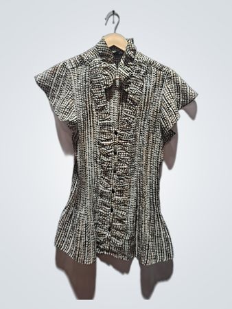 east5th Damen-Bluse mit gerafftem Stehkragen