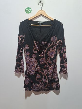INC International Concepts schwarzes, transparentes Oberteil mit Blumenmuster