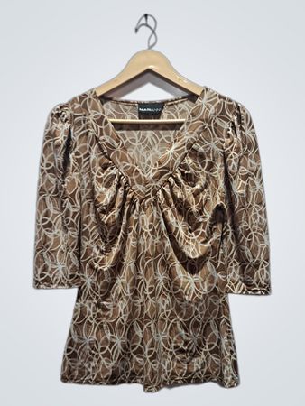 MARIANNE Damen Braun Geometrisches Muster 3/4-Arm Bluse