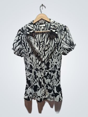 Fashion Bug Damen Bluse mit schwarz-weißem Muster