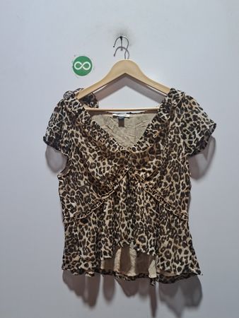 American Eagle Leopard-Print-Rüschenbluse