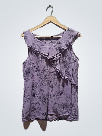APT.9 Damen ärmelloses Rüschen-Top mit Blumenmuster
