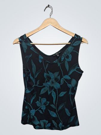 ONYX Nite Black Floral ärmelloses Oberteil