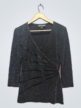 eConnected Apparel Schwarzes Glitzer-Wickeloberteil