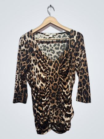 BOSTON PROPER Leopardenmuster gerafftes Top