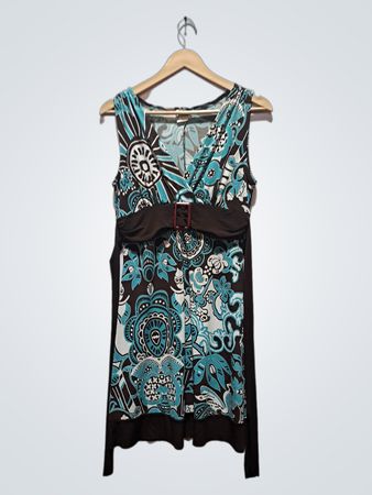Taboo ärmelloses V-Ausschnitt Kleid mit Print und Gürtel-Detail