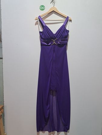 Deb violettes High-Low-Kleid mit verziertem Taillenbereich