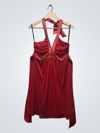 Taboo Damen Neckholderkleid in Rot mit Strasssteinen