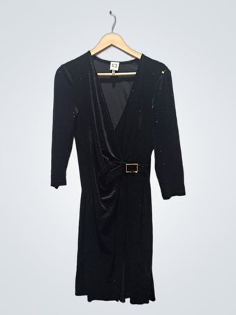 Anne Klein schwarzes Samt-Kleid mit Glitzer