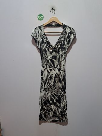 Guess Black & White Abstract Print Bodycon Dress