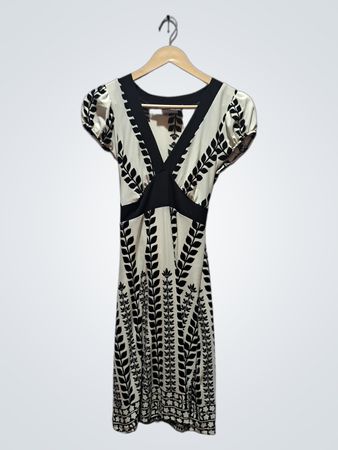 Euro Mode Damen Kurzarm Kleid mit Blattmuster