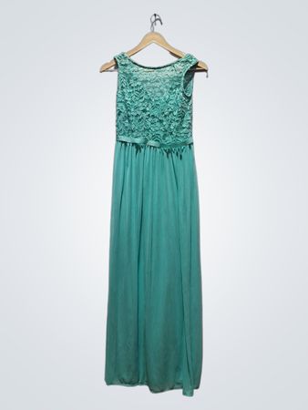 Teal-Spitzen-Maxikleid