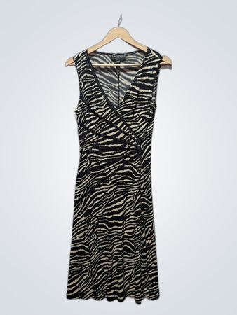 Connected Apparel Zebra Print Ärmelloses Wickelkleid