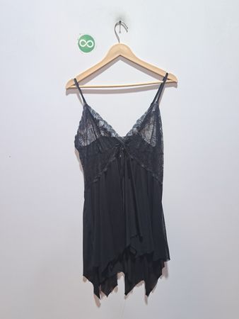 Aidove schwarzes Spitzen-Babydoll-Nachthemd