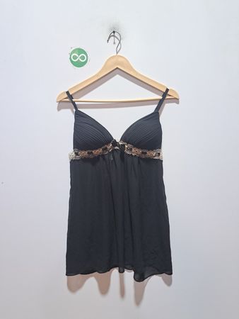 Schwarzes Babydoll mit Spitzenbesatz