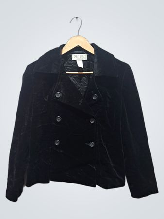 Petite Sophisticate Schwarzer Samt Zweireihige Jacke